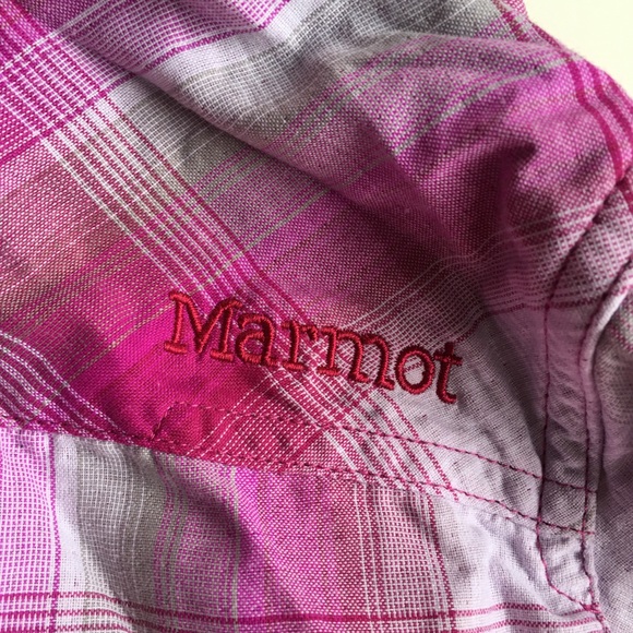 Marmot Women Size L Pink White Plaid Shirt - Picture 9 of 11